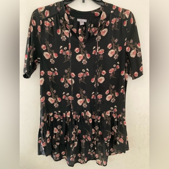 Falls creek high low floral blouse with tie string in front size small - Picture 1 of 7